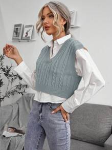 Chiquease V 领优雅无袖针织毛衣背心