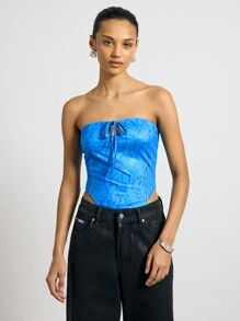 AiiRZ Snake Print Bandeau Tie Front Bodysuit