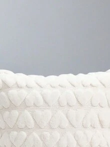 1 件毛绒心形装饰抱枕套，无填充物，适用于客厅沙发、卧室床头板 - 白色 - 查看 3