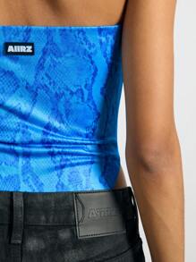 AiiRZ Snake Print Bandeau Tie Front Bodysuit