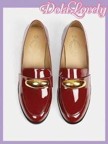 Dola Lovely Women's Fashion Versatile Casual Flat Shoes With Metal Decoration For Christmas And New Year Holiday Vibe Fall And Winter