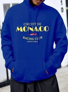 Manfinity Dauomo Sudadera con capucha de talla grande para hombre con bolsillo bordado con letra, uso casual diario