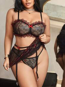 Bộ đồ lót ren gợi cảm cỡ lớn 3 món/bộ - Nhiều màu - Xem 1