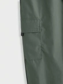 Manfinity RelaxMax Chándal informal de hombre con sudadera de cuello redondo de manga larga con estampado de letras y pantalón cargo, otoño