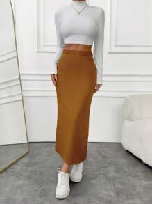 SHEIN Jupe longue et confortable de milieu de gamme pour femme