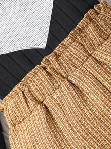 2pcs/Set Tween Girl' Elegant Heart Sequin Knit Long Sleeve Top And Skirt Set