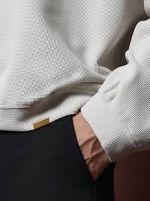 SUMWON 华夫格针织运动衫超大落肩高级休闲运动家居服冬季秋季舒适街头服饰