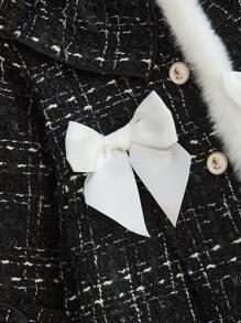 Baby Girls'Cute Ruffle Collar Fuzzy Tweed Jacket, Autumn/Winter - Black - View 5