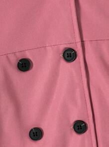 SHEIN 女小童插肩袖雙排釦毛絨內襯外套 - 藕粉色 - 查看 7