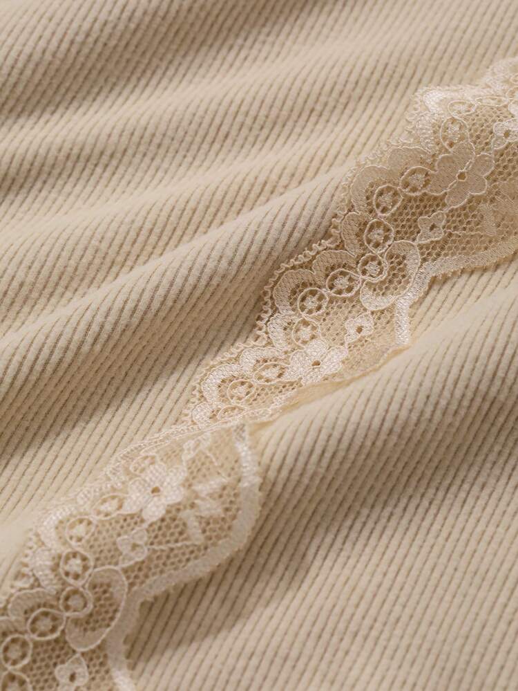 Minimalist Lace Trim Decorative Loose Nightgown Pajama