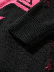 Manfinity EMRG Jersey grueso de cuello redondo con bloqueo de color y estampado de estrella de cinco puntas, de uso casual y versátil, para salir con amigos