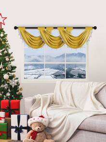 1 件黄色花朵蕾丝荷叶边窗帘，简约欧式风格，适合活动、派对、客厅和卧室窗户和门 - 黃色 - 查看 6