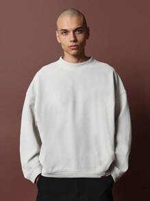 SUMWON 华夫格针织运动衫超大落肩高级休闲运动家居服冬季秋季舒适街头服饰