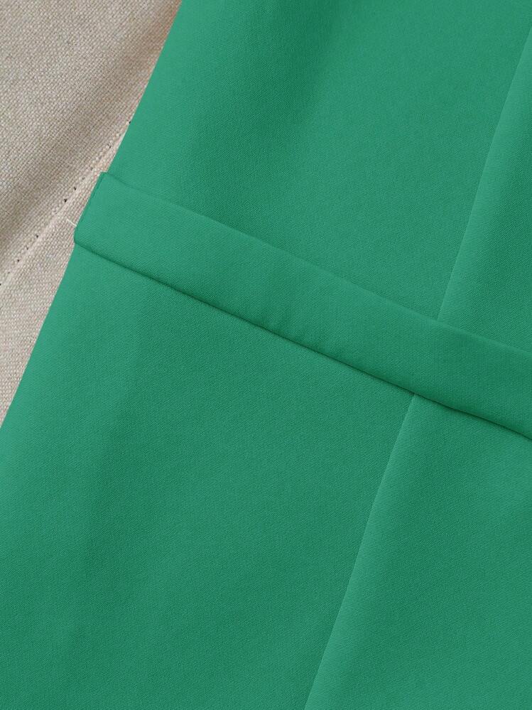 SHEIN LUNE 1pc Women Single-Breasted Elegant Work Blazer Jacket, Solid Color, Long Sleeve, Autumn Fall Cloth For Women - Green - View 3