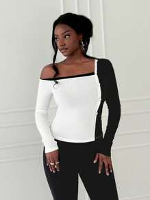 Zolique Tricou cu guler asimetric de modă de toamnă