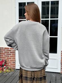 Jouncy 圆领长袖苹果印花简约卫衣，休闲装