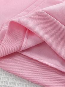 INAWLY 1 chiếc áo nỉ dài tay có mũ trùm đầu in chữ trang trí túi thường ngày cho nữ - Hồng - Xem 6