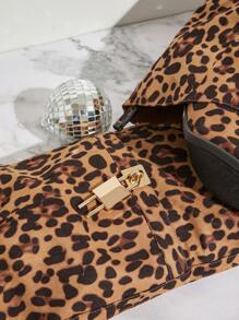 SHUZIA Women's Stylish Sleek Design Leopard Folded Over Tall Boot With Strap And Ornament Summer Shoes Spring Shoes Spring Break Easter - Brown - View 7