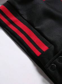 PAVTROS Manfinity Streetrush Men's Casual Colorblock Slogan Print Baseball Jacket, For Fall Winter - Multicolor - View 4