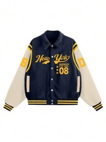 Aesthetic Post Áo khoác nam tay dài in chữ màu khối, cài nút đơn, mùa thu - Nhiều màu - Xem 5