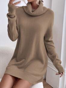 SHEIN LUNE 女士高領短款針織毛衣裙