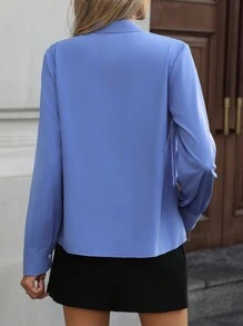 Calvaya Blusa elegante de manga larga con escote en V y decoración de cristal, para otoño