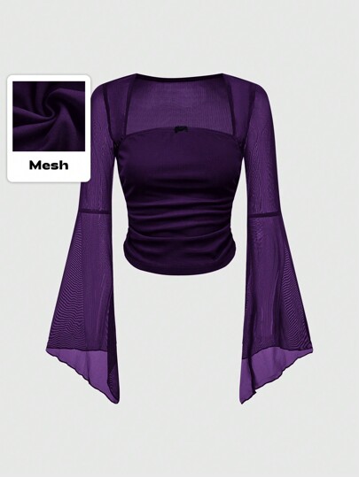 Blusa da donna elegante con maniche a sbuffo, tinta unita, autunnale