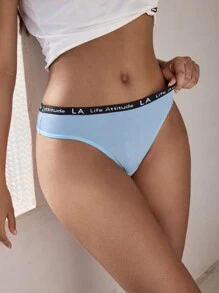 Set de 5 bragas de bikini de cintura media con letras tejidas para mujeres - Multicolor - Ver 6