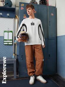 SHEIN 2 peças/conjunto Calça de Moletom Folgada e Confortável em Estilo Casual, Adequado para Adolescentes, Esportes Urbanos ao Ar Livre, Uso Diário, Escola, Streetstyle e Cenas de Reunião