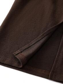 Mulvari Plus Size Solid Color Front Button Simple Sweatpants, Casual Everyday Wear