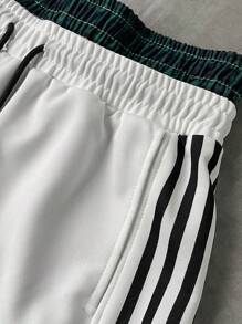 STYNVO 男士撞色条纹简约休闲抽绳双层腰裤