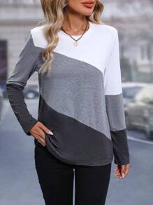 EMERY ROSE 拼色 T 恤 图案 T 恤 女式上衣 - 彩色 - 查看 4