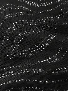 VaVaBold Fall & Winter Sequins Sexy Crystal Fringe Spaghetti Strap Bodycon Women Mini Dress - Black - View 3