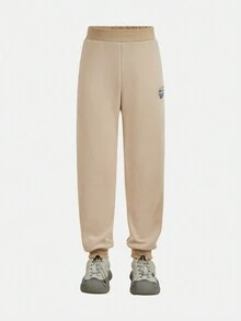 SHEIN Tween Boy 字母与图形印花圆领长袖连帽衫和运动裤休闲套装 - 藍色 - 查看 9