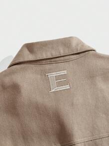 Manfinity VCAY 男士宽松长袖夹克，工装外出卡其色夹克，适合朋友、丈夫、男朋友的礼物，适合秋冬 - 卡其色 - 查看 6