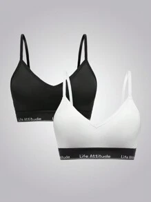 EasyFave Women's Simple Printed Bra (2 Packs), Underwear - Multicolor - View 3