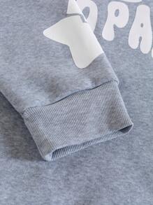 Manfinity EMRG Men's Plus Size Letter Graphic Pocket Hooded Sweatshirt And Sweatpants Casual Suit - Grey - View 5