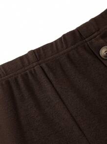 Mulvari Plus Size Solid Color Front Button Simple Sweatpants, Casual Everyday Wear