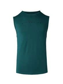 Manfinity Sport Polished Boyfriend Style Men's Casual Breathable Letter Print Sports Tank Top, Summer