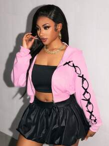 Zolique 1 件女式前拉链长袖蝴蝶装饰简约衬衫