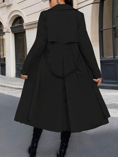 EMERY ROSE Plus Size Solid Color Long Sleeve Minimalist Jacket, Casual For Daily Wear Fall Winter Cloth For Women Autumn