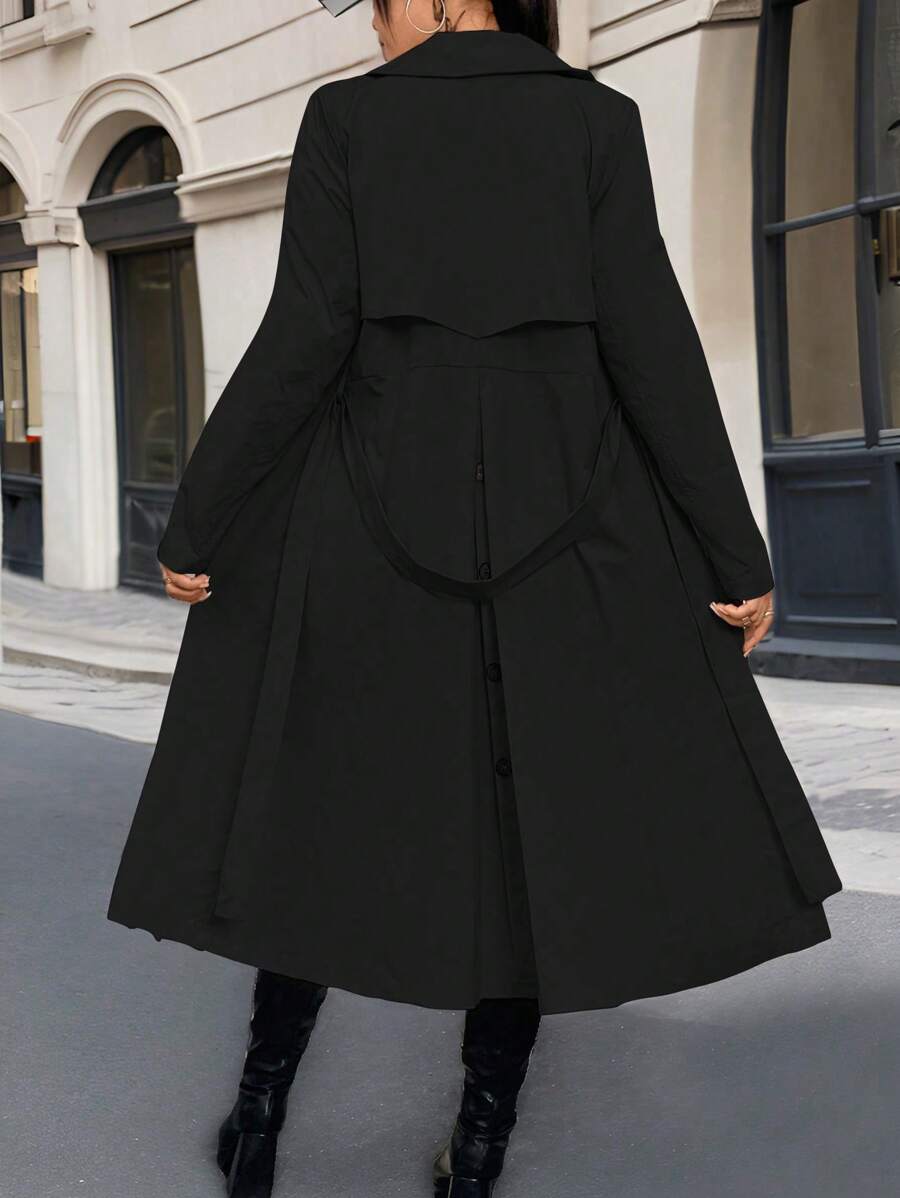 EMERY ROSE Plus Size Solid Color Long Sleeve Minimalist Jacket, Casual For Daily Wear Fall Winter Cloth For Women Autumn