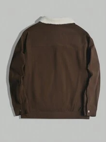 Manfinity Homme Chaqueta larga de mangas con cremallera frontal y forro térmico para hombre de talla grande, chaqueta casual de invierno para salir, regalo para amigos, esposo o novio