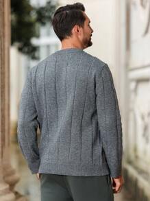 Manfinity Homme Pull col rond casual à manches longues avec graphique en couleur contrastée et bloc de couleur pour hommes, pour le travail et entre amis - Gris - Voir 2