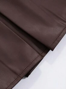 DAZY Women Solid Color Pleated PU Skirt Fall Skirts