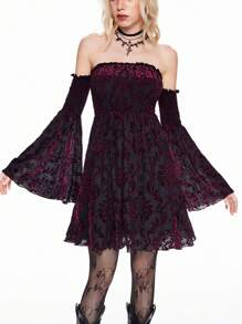 ROMWE Hippie Vestido corto vintage de mujer con estampado de pelusa