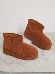 SHUZIA Women's Pull-On Faux Suede Flatform Booties For Summer Shoes Spring Shoes Spring Break Easter For Christmas Valentine's Day - Camel - View 4