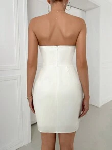 Chiquease Vestido mini casual sencillo con decoración de flor 3D para mujeres