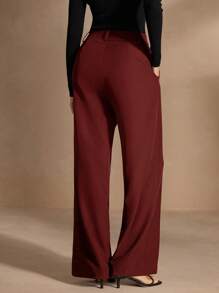 Anewsta Pantalones rectos con bolsillos de unicolor con drapeado asimétrico y cruce envolvente, para ropa de Año Nuevo