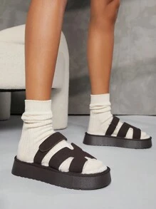 SHUZIA Women Cute Everyday Sherpa Furry Flat Sandals - Coffee Brown - View 4